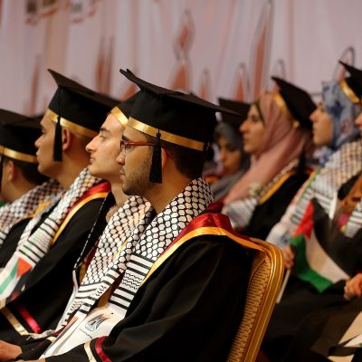 Palestinian top students attend their honoring ceremony after heard the results of their final exams known as ''Tawjihi''